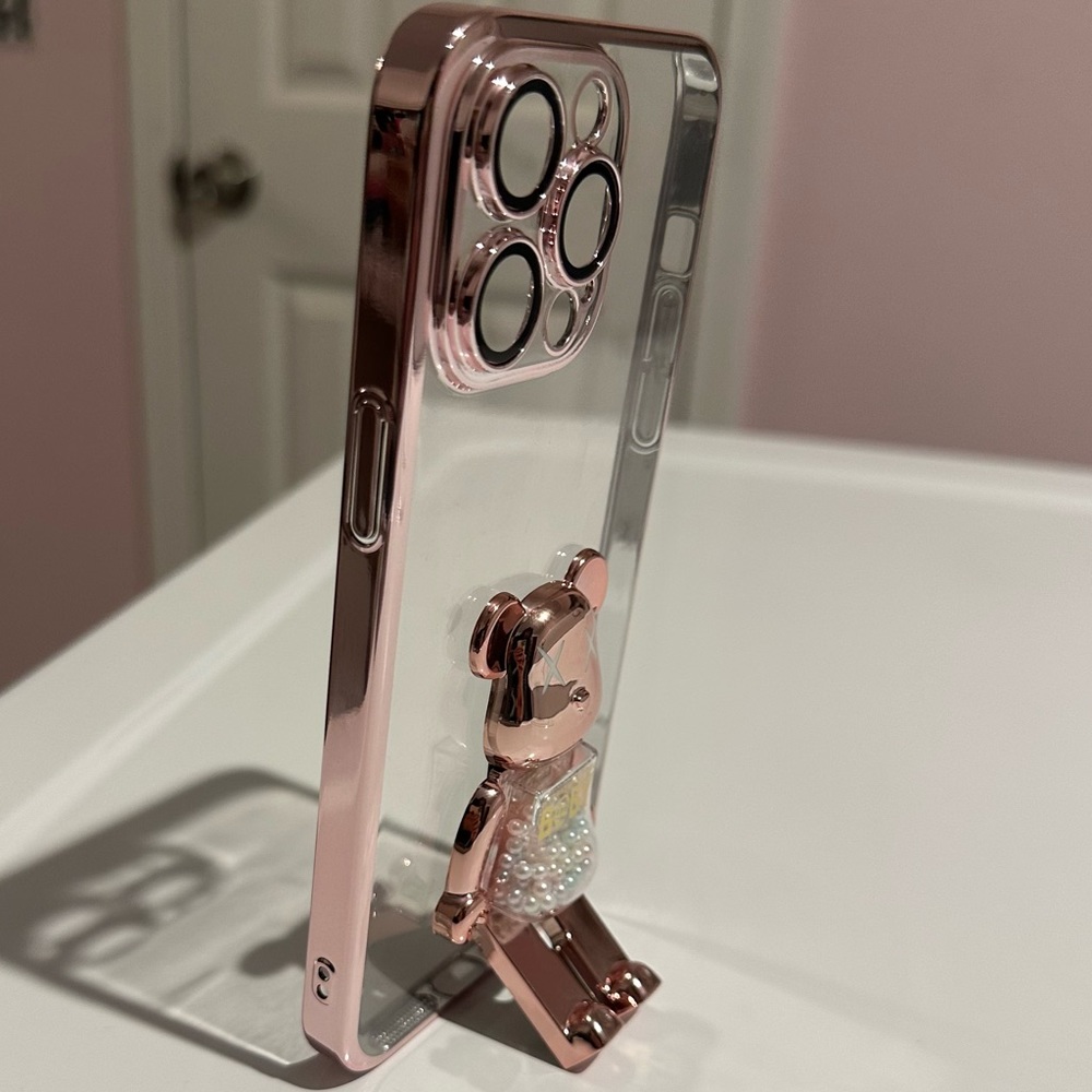 iPhone 14 Pro Max, Clear Case/Rose Gold Bear
